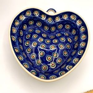 Hand Made Polish Pottery Heart Baker Dish